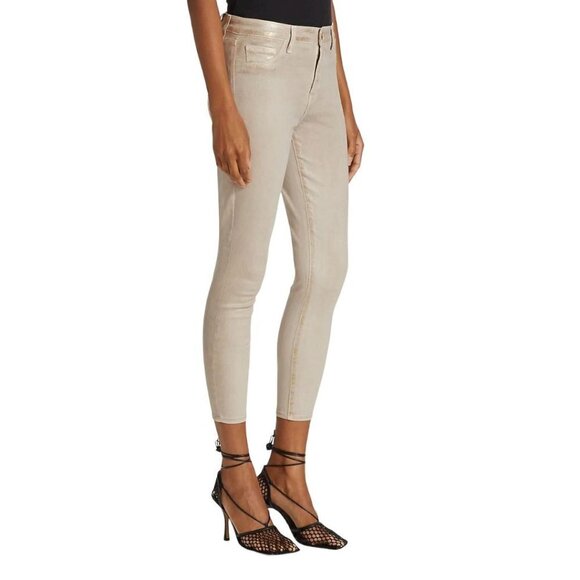 NWOT L'AGENCE Margot High-Rise Glitter-Coated Stretch Skinny Jeans Size 26 - Picture 2 of 7